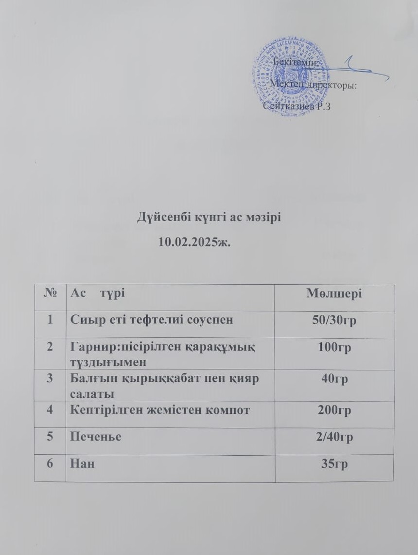 Ас мәзірі