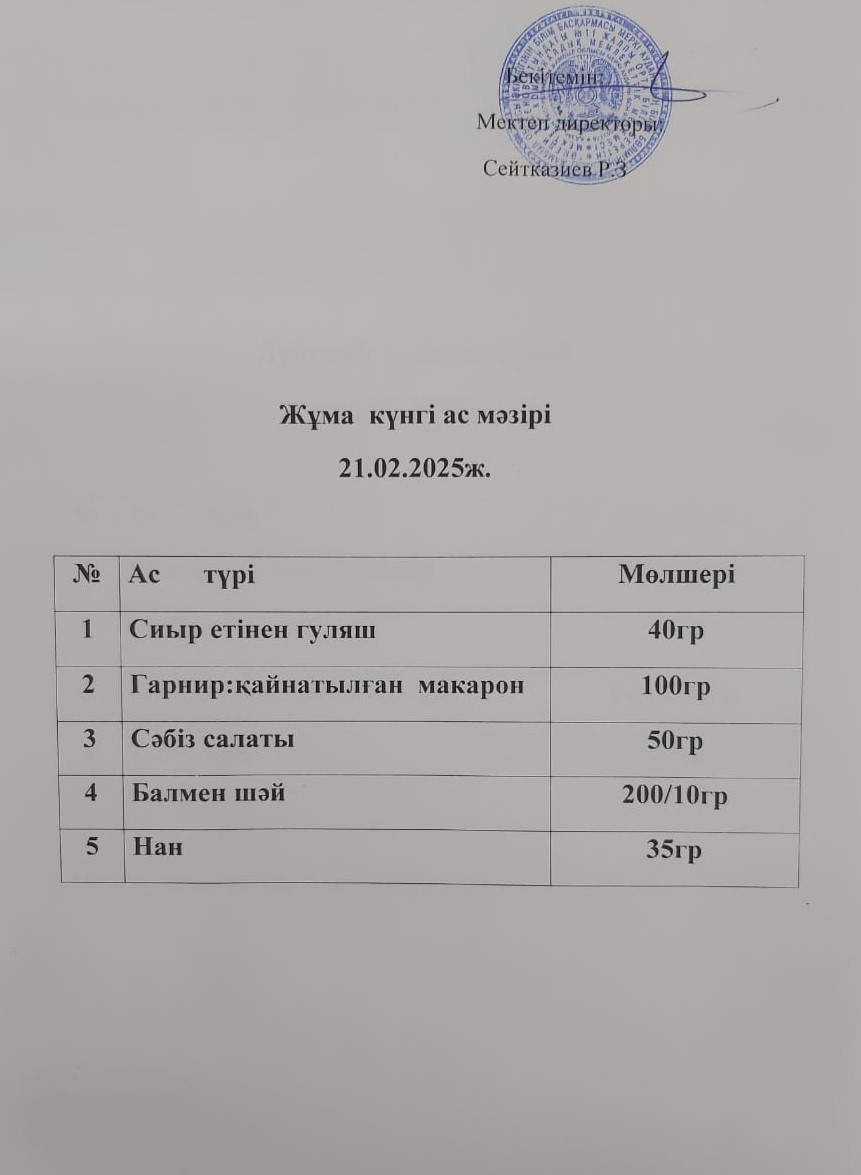 Ас мәзірі