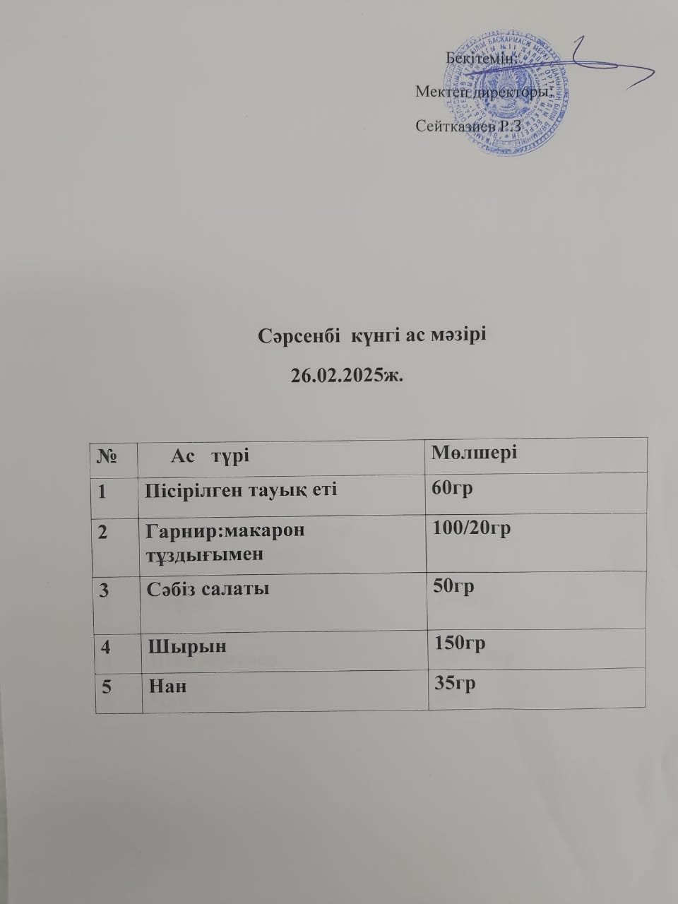 Ас мәзірі