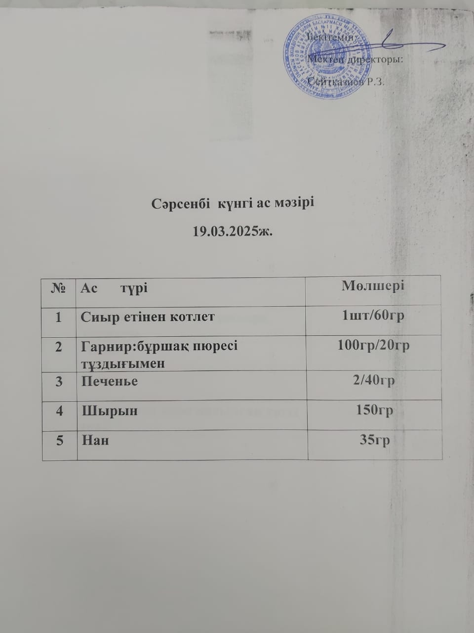 Ас мәзірі