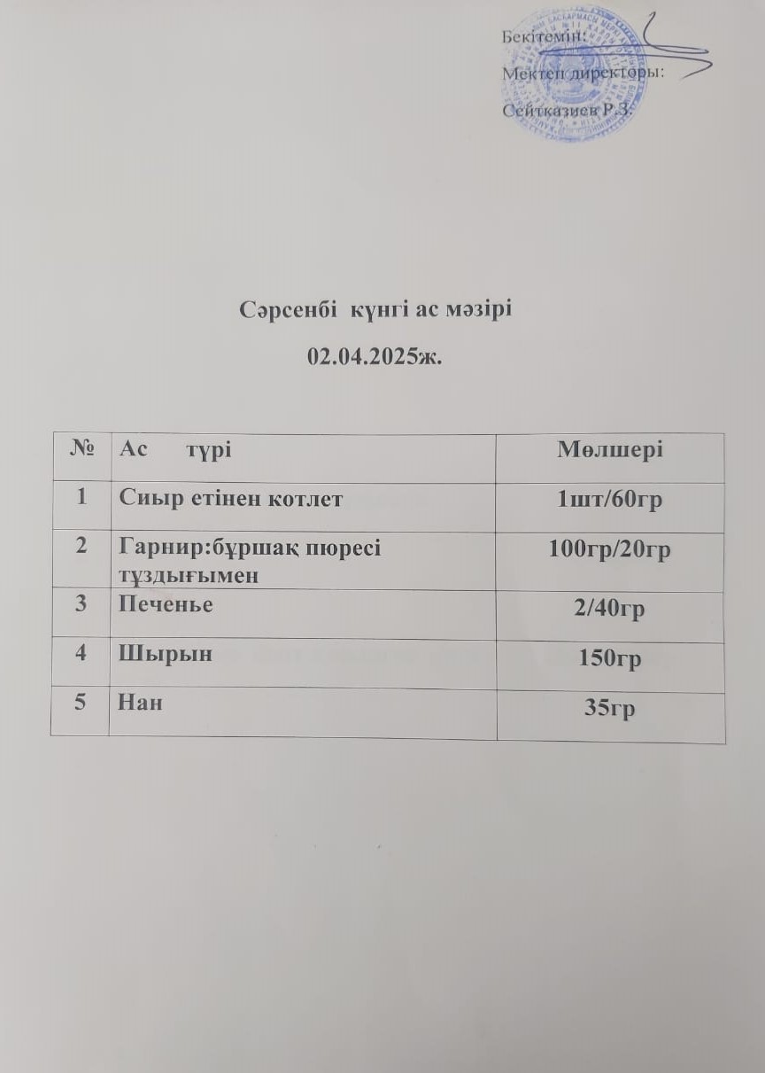 Ас мәзірі